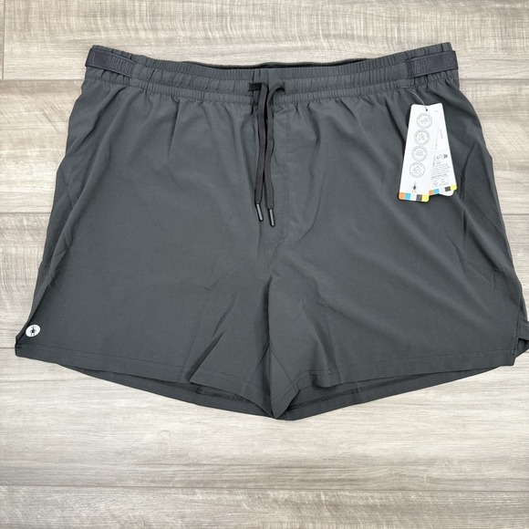 SmartWool Mens Active Lined 5" Shorts Black‎ Drawstring Size XXL NWT - Picture 1 of 8